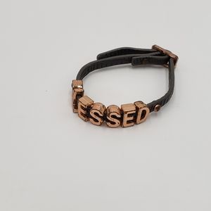 " Blessed " Leather Bracelet